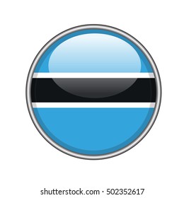 3D button Flag of Botswana. Vector illustration.
