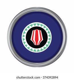 3D button Flag of Bougainville provinces,autonomous region,district of Papua New Guinea. Vector illustration.