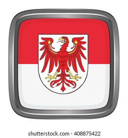 3D button Flag of Brandenburg state of Germany. Vector illustration.