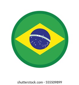 3D button Flag of Brazil. Vector illustration.