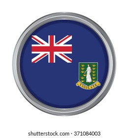 3D button Flag of British Virgin. Vector illustration.