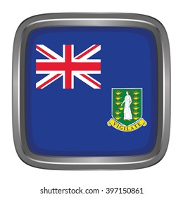 3D button Flag of British Virgin. Vector illustration.