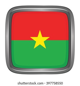3D button Flag of Burkina Faso. Vector illustration.