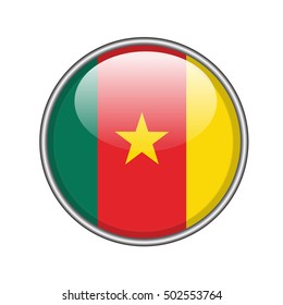 3D button Flag of Cameroon. Vector illustration.