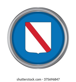 3D button Flag of Campania regions,autonomous regions of italy. Vector illustration.