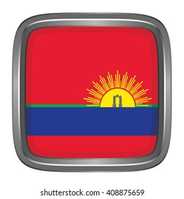 3D button Flag of Carabobo states,capital district, federal dependency of Venezuela. Vector illustration.