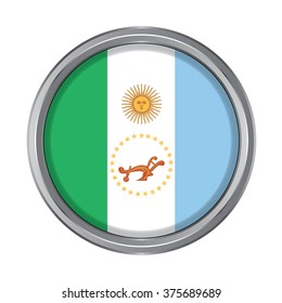 3D button Flag of Chaco provinces,autonomous city of Argentina. Vector illustration.