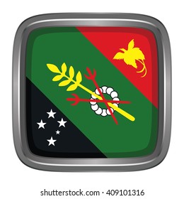 3D button Flag of Chimbu provinces,autonomous region,district of Papua New Guinea. Vector illustration.