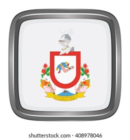 3D button Flag of Colima states, federal district of Mexico. Vector illustration.