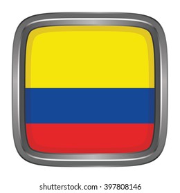 3D button Flag of Colombia. Vector illustration.