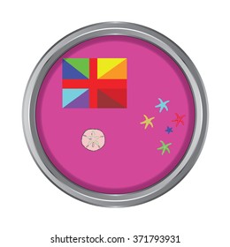 3D button Flag of Coral Sea Islands. Vector illustration.