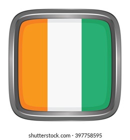 3D button Flag of Cote d'Ivoire. Vector illustration.
