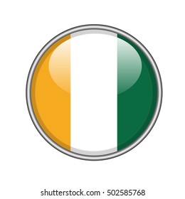 3D button Flag of Coted Ivoire. Vector illustration.