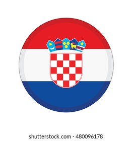 3D button Flag of Croatia. Vector illustration.