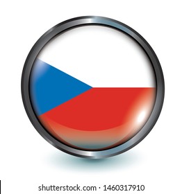 3d button with flag of Czech Republic vector illustration 10 EPS