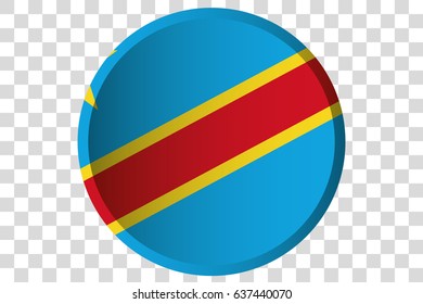 A 3D Button of the Flag of Democratic Republic of Congo