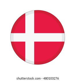 3D button Flag of Denmark. Vector illustration.