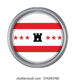 3D button Flag of Drenthe provinces of Netherlands. Vector illustration.