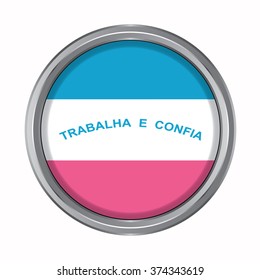 3D button Flag of Espirito Santo states,federal district of Brazil. Vector illustration.