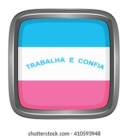 3D button Flag of Espirito Santo states,federal district of Brazil. Vector illustration.
