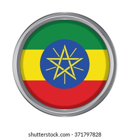 3D button Flag of Ethiopia. Vector illustration.