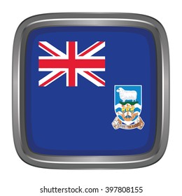 3D button Flag of Falkland Islands. Vector illustration.