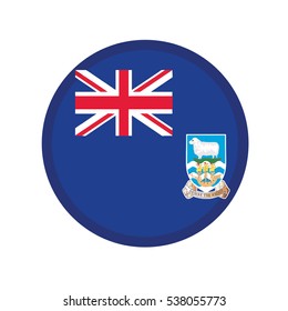3D button Flag of Falkland Islands. Vector illustration.