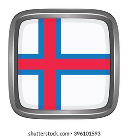 3D button Flag of Faroe Island. Vector illustration.