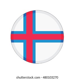 3D button Flag of Faroe Island. Vector illustration.