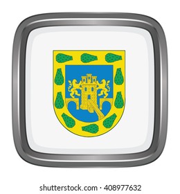 3D button Flag of Federal District states, federal district of Mexico. Vector illustration.