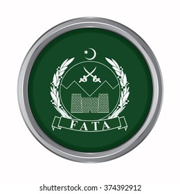 3D button Flag of Federally Administered Tribal Areas provinces, territory, capital territory and autonomous territories of Pakistan. Vector illustration.