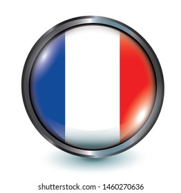 3d button with flag of France vector illustration 10 EPS