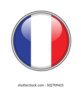 3D button Flag of France. Vector illustration.