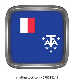 3D button Flag of French Southern Territories. Vector illustration.