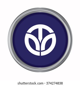 3D button Flag of Fukui prefecture of Japan. Vector illustration.