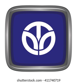 3D button Flag of Fukui prefecture of Japan. Vector illustration.