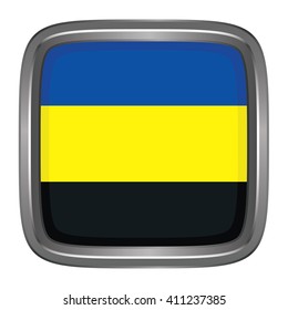 3D button Flag of Gelderland provinces of Netherlands. Vector illustration.