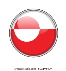 3D button Flag of greenland. Vector illustration.