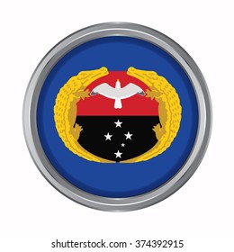 3D button Flag of Gulf provinces,autonomous region,district of Papua New Guinea. Vector illustration.