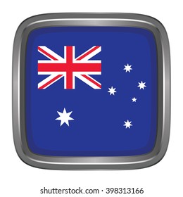 3D button Flag of heard Island. Vector illustration.