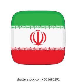3D button Flag of Iran. Vector illustration.