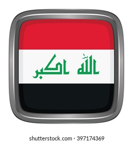 3D button Flag of Iraq. Vector illustration.