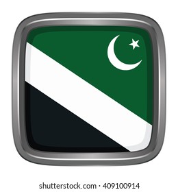 3D button Flag of Islamabad Capital Territory provinces, territory, capital territory and autonomous territories of Pakistan. Vector illustration.