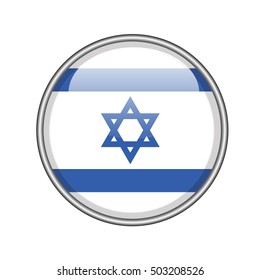 3D button Flag of Israel. Vector illustration.