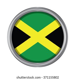 3D button Flag of Jamaica. Vector illustration.