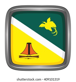 3D button Flag of Jiwaka provinces,autonomous region,district of Papua New Guinea. Vector illustration.