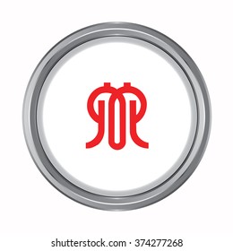 3D button Flag of Kanagawa prefecture of Japan. Vector illustration.