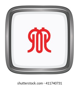3D button Flag of Kanagawa prefecture of Japan. Vector illustration.