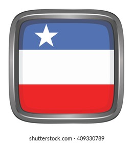 3D button Flag of Kayin Districts / Regions / States of Myanmar. Vector illustration.