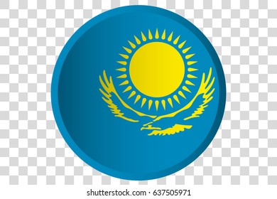 A 3D Button of the Flag of Kazakhstan